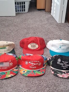 6 Texaco Gas & Oil Rare Vintage 90s Promo Hats Desert Storm Beach Boys Havoline